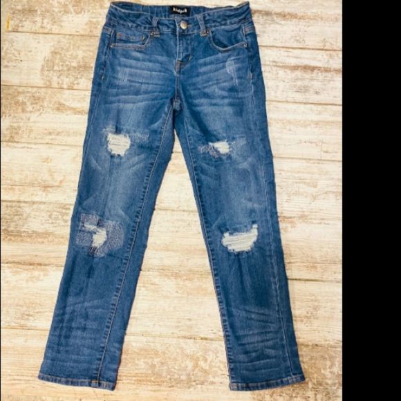 KIDPIK Jeans | Distressed & Reinforced Knees | Youth Girls | Size 8 - Picture 1 of 7